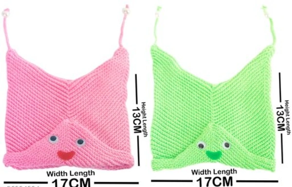 Neska Moda Pack of 2 Face Designed Baby Boys & Baby Girls Winter Woolen Cap - 2-3 Years, Wool, Pack of2